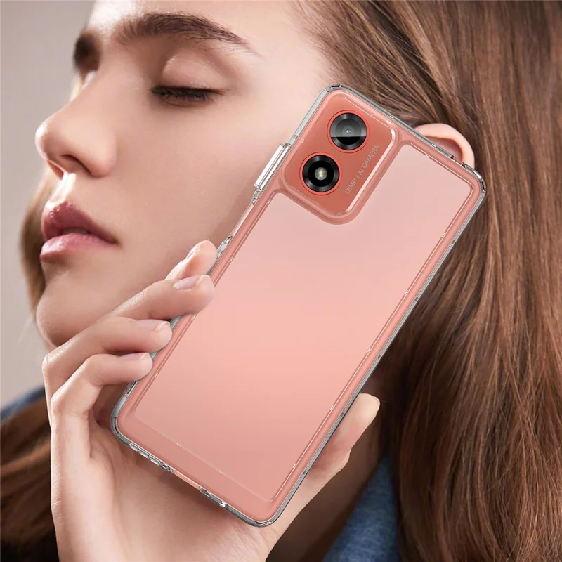 Per Motorola Moto G24 4G Case Crystal Clear Phone Cover con pulsanti placcati in metallo (grande foro per lente posteriore)