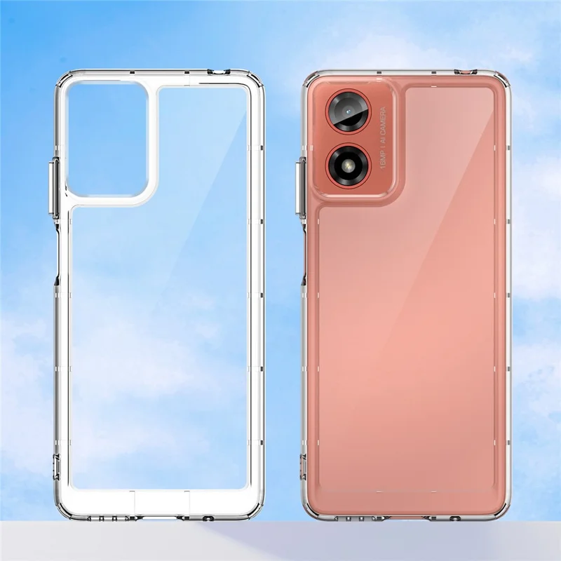 Per Motorola Moto G24 4G Case Crystal Clear Phone Cover con pulsanti placcati in metallo (grande foro per lente posteriore)