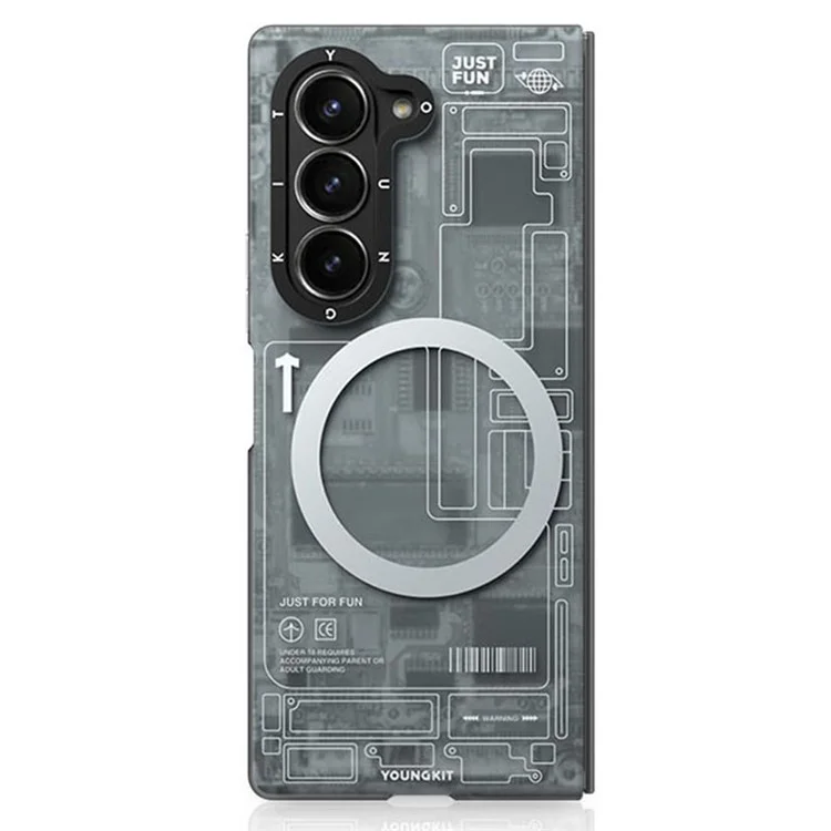 YOUNGKIT Technologieserie für Samsung Galaxy Z Fold6 5G-Hülle, harte PC-Handyhülle, stärkster Magnet, stoßfest - Technologie Schwarz