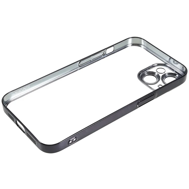 X-LEVEL TPU+PC Hülle für iPhone 13 Electroplating Cover Kameralinsenfilm integrierte Handyhülle - Schwarz