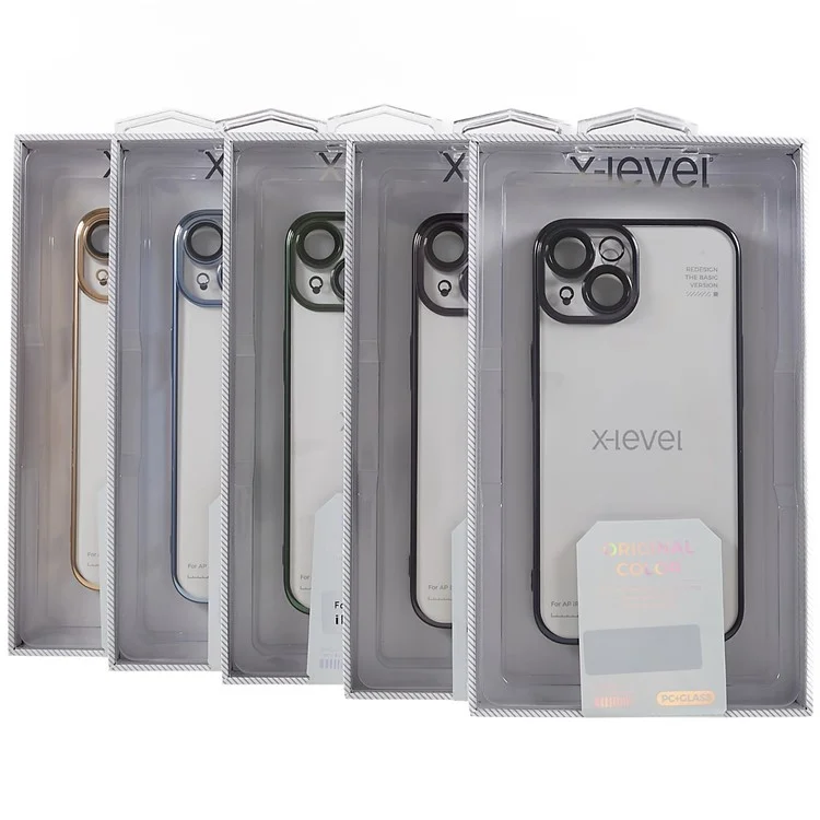 X-LEVEL TPU+PC Hülle für iPhone 13 Electroplating Cover Kameralinsenfilm integrierte Handyhülle - Schwarz