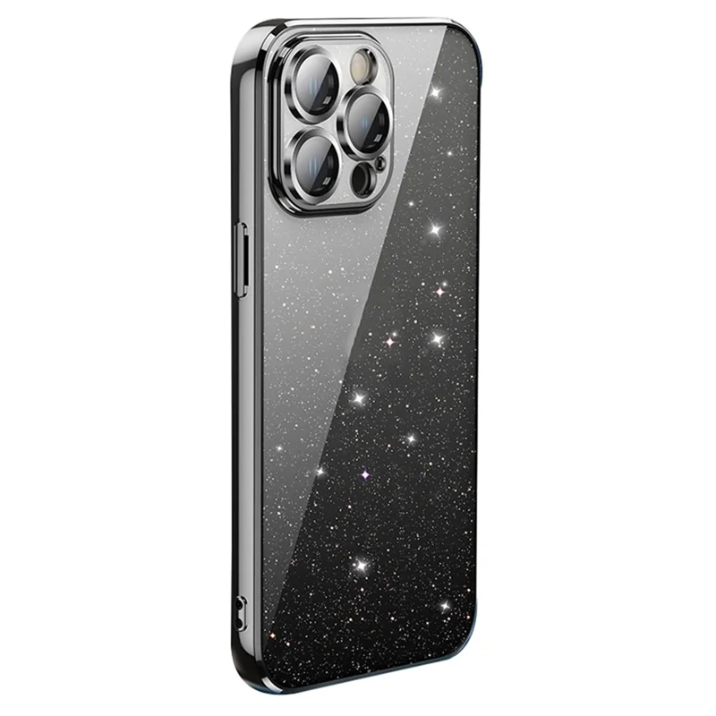 X-LEVEL For iPhone 13 Pro Max Back Case Glitter Powder Transparent TPU Phone Cover - Black