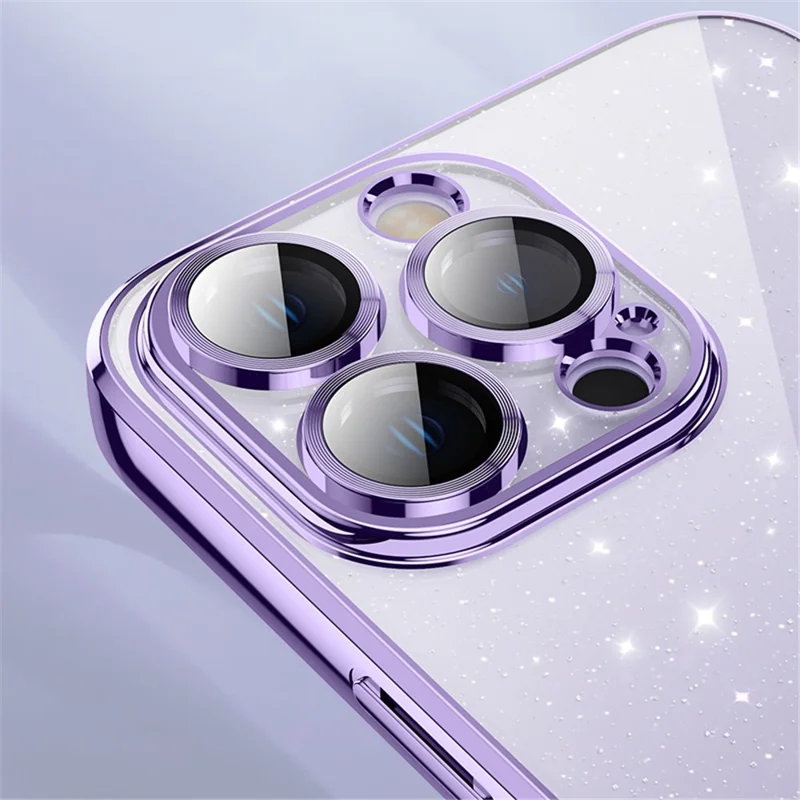 X-LEVEL For iPhone 13 Pro Max Back Case Glitter Powder Transparent TPU Phone Cover - Black