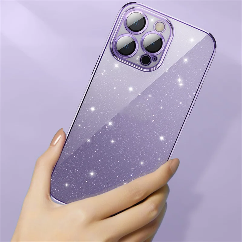 X-LEVEL For iPhone 13 Pro Max Back Case Glitter Powder Transparent TPU Phone Cover - Black