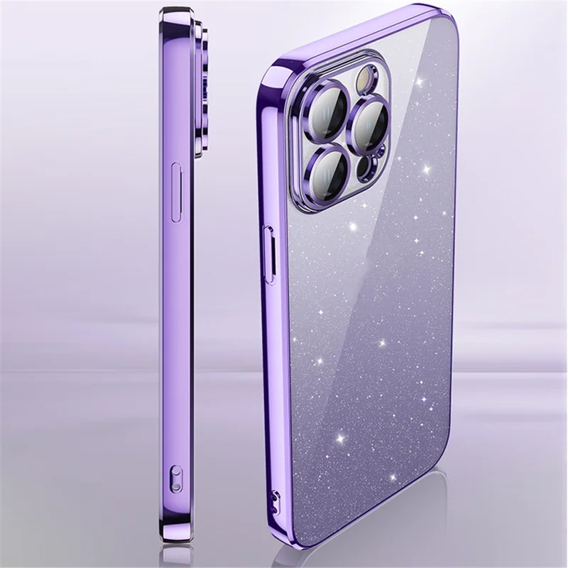 X-LEVEL For iPhone 13 Pro Max Back Case Glitter Powder Transparent TPU Phone Cover - Black