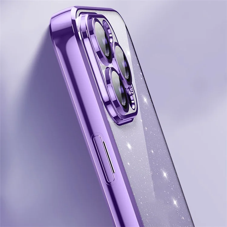 X-LEVEL для iPhone 13 Pro Max Задняя крышка с блестящим порошком Прозрачный TPU чехол для телефона - Золотой