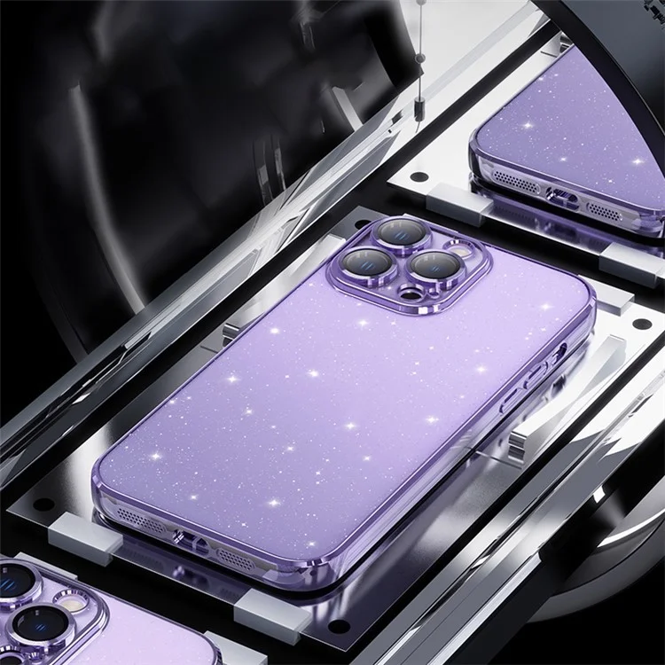 X-LEVEL для iPhone 13 Pro Max Задняя крышка с блестящим порошком Прозрачный TPU чехол для телефона - Золотой