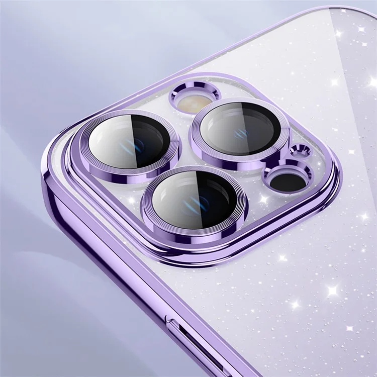 X-LEVEL для iPhone 13 Pro Max Задняя крышка с блестящим порошком Прозрачный TPU чехол для телефона - Золотой