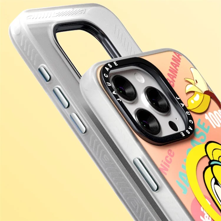 JAUCASE Para Caso do iPhone 15 Pro Max Compatível com MagSafe Cute Pattern PC+TPU Capa de Telefone - Banana Baby
