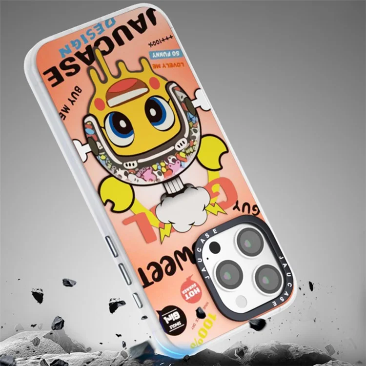 JAUCASE Para Caso do iPhone 15 Pro Max Compatível com MagSafe Cute Pattern PC+TPU Capa de Telefone - Banana Baby