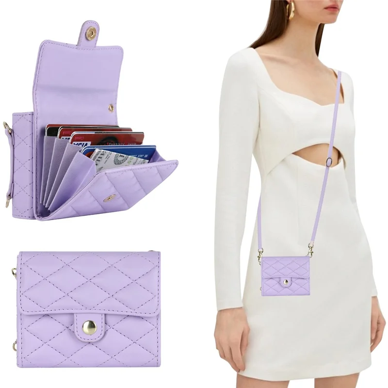 ZD 03 for Samsung Galaxy Z Flip7 FE 5G / Z Flip6 5G Case Bag Design PU Leather Crossbody Phone Cover RFID Blocking - Purple