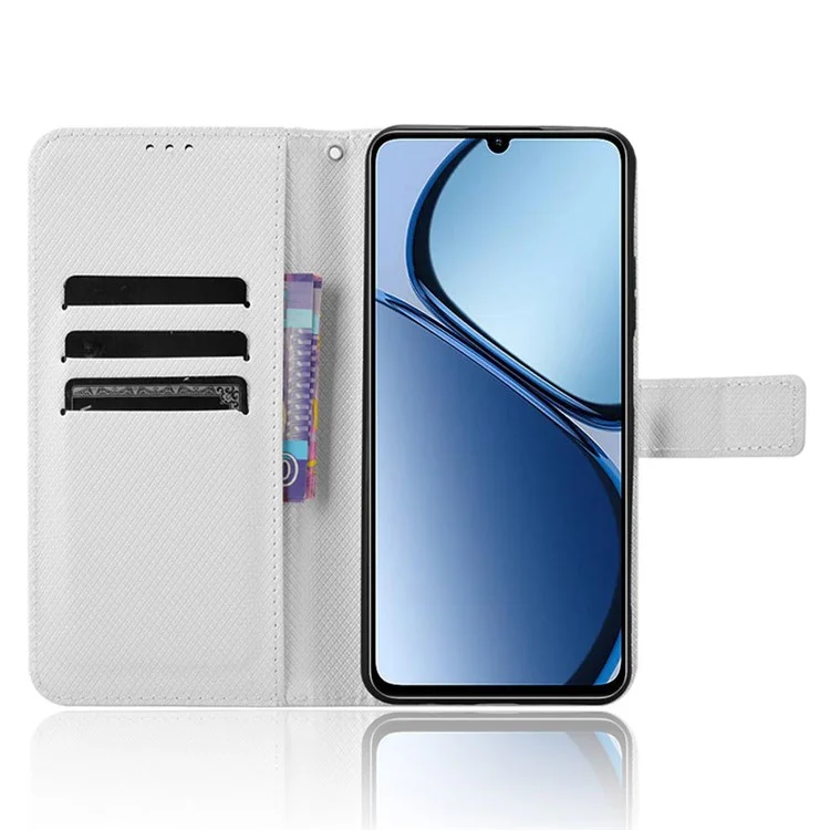 For Realme Note 60x 4G / C63 4G / C61 4G / Narzo N63 4G Case Leather Phone Cover Diamond Texture - White