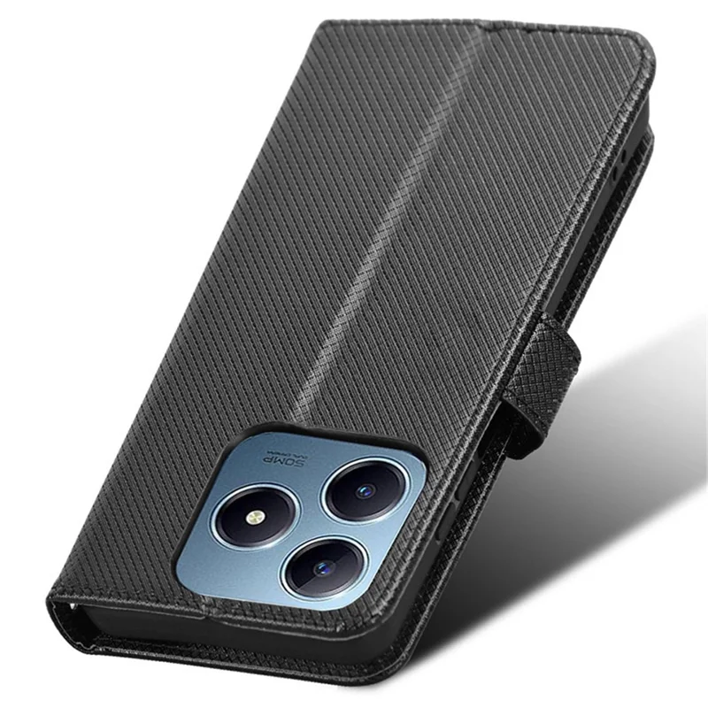 For Realme Note 60x 4G / C63 4G / C61 4G / Narzo N63 4G Case Leather Phone Cover Diamond Texture - Black