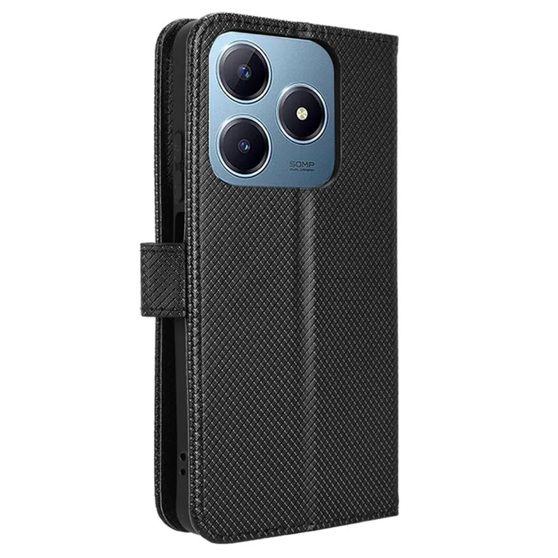 For Realme Note 60x 4G / C63 4G / C61 4G / Narzo N63 4G Case Leather Phone Cover Diamond Texture - Black