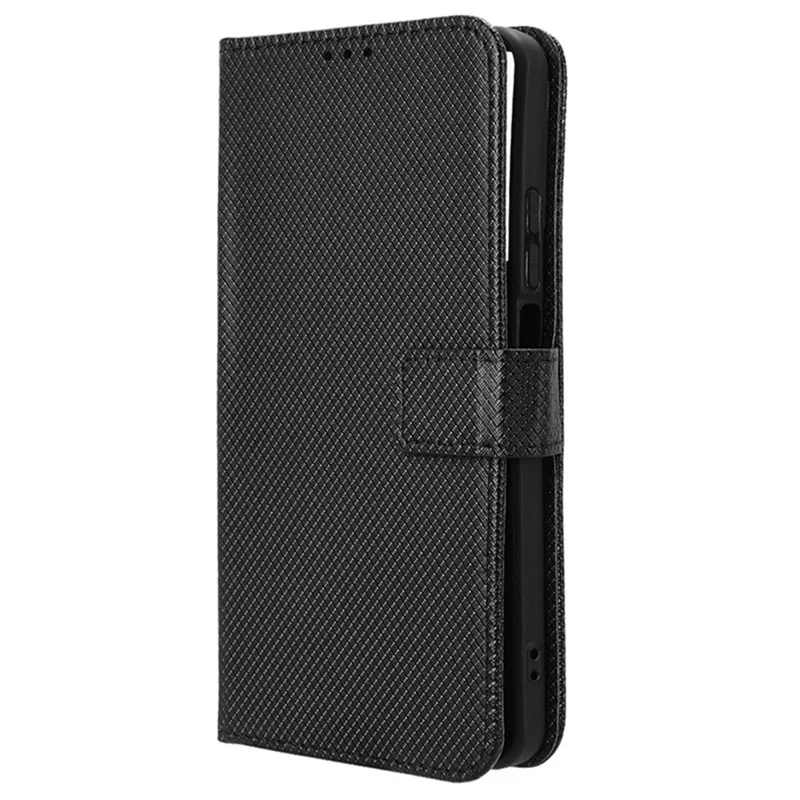 For Realme Note 60x 4G / C63 4G / C61 4G / Narzo N63 4G Case Leather Phone Cover Diamond Texture - Black