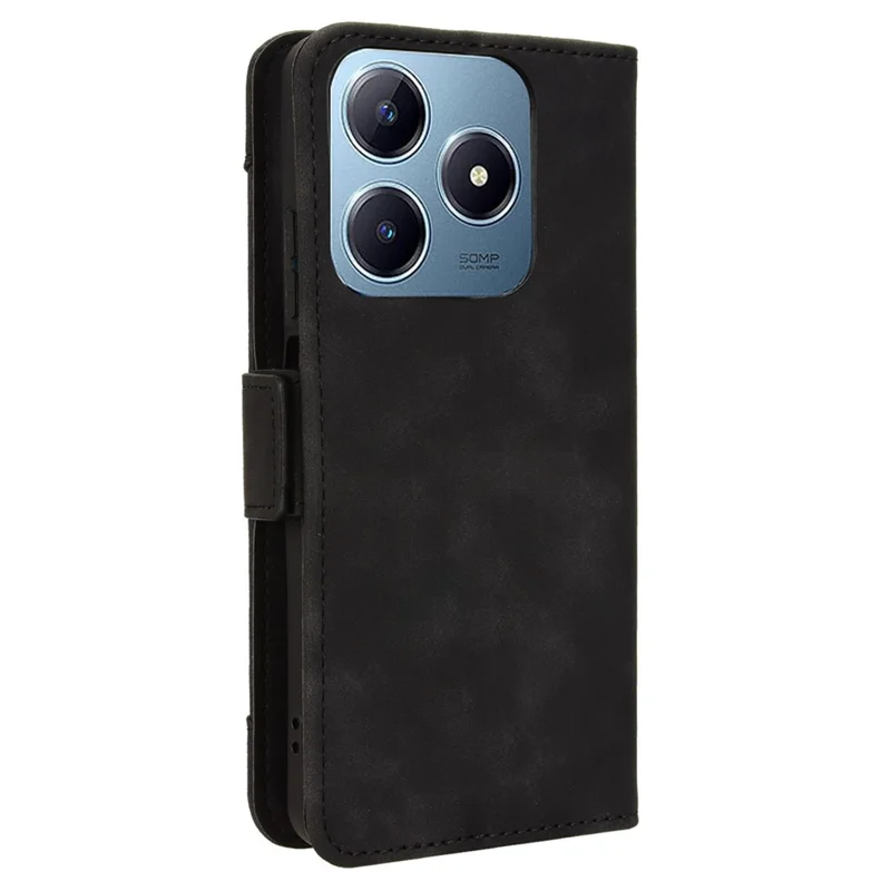 For Realme Note 60x 4G / C63 4G / C61 4G / Narzo N63 4G Case Folio Stand Leather Phone Cover with Multiple Card Slots - Black