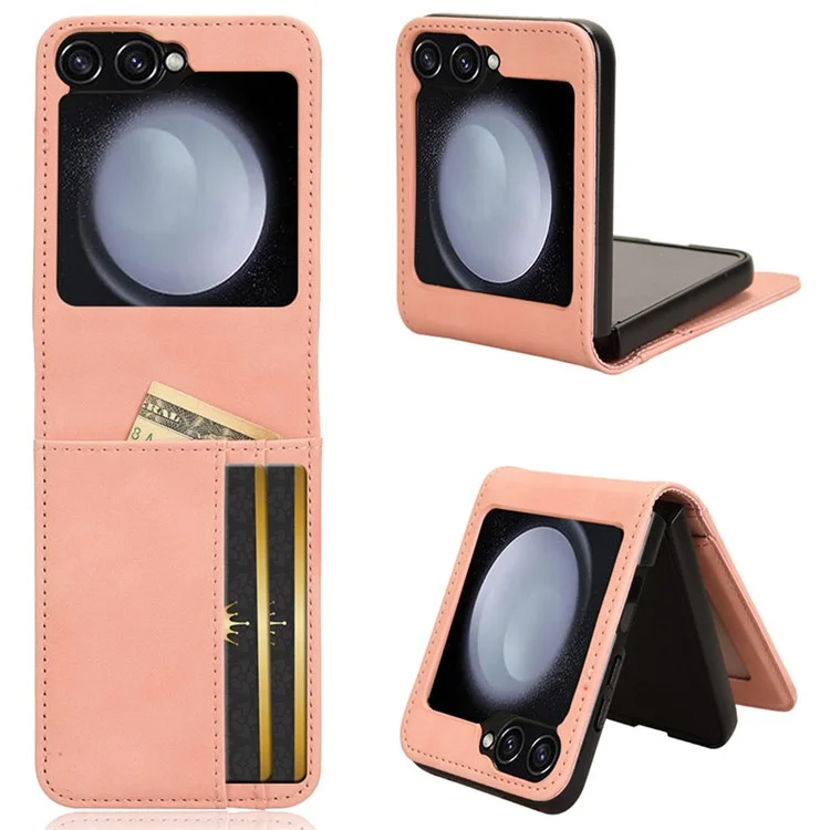 For Samsung Galaxy Z Flip6 5G PU Leather+PC Phone Case Separable Design Card Slot Skin-Touch Cover - Pink