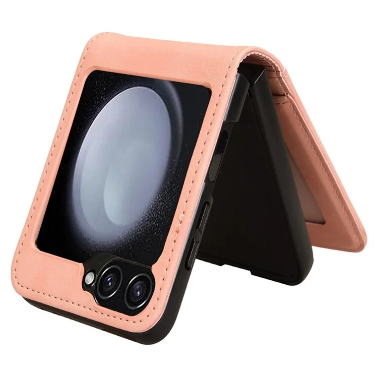 For Samsung Galaxy Z Flip6 5G PU Leather+PC Phone Case Separable Design Card Slot Skin-Touch Cover - Pink