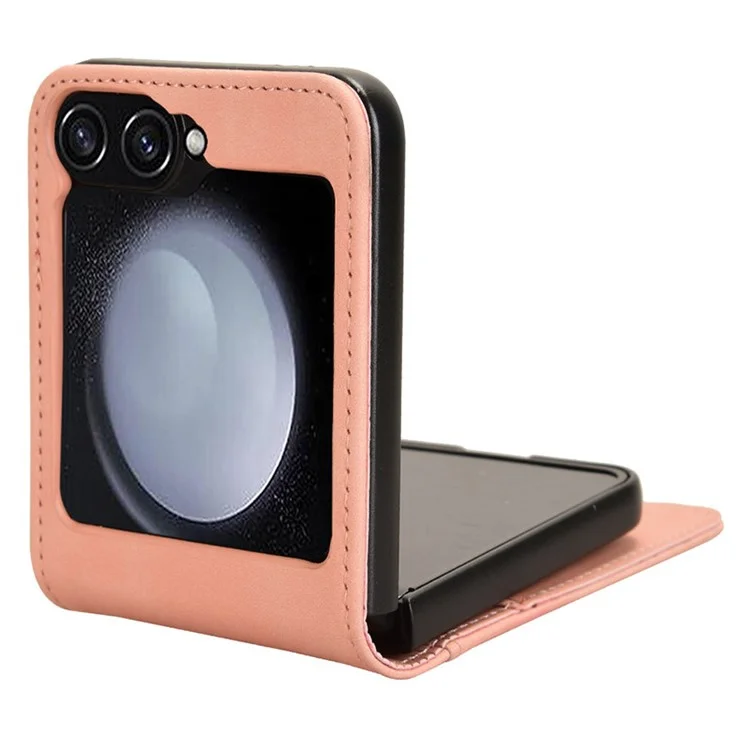 For Samsung Galaxy Z Flip6 5G PU Leather+PC Phone Case Separable Design Card Slot Skin-Touch Cover - Pink