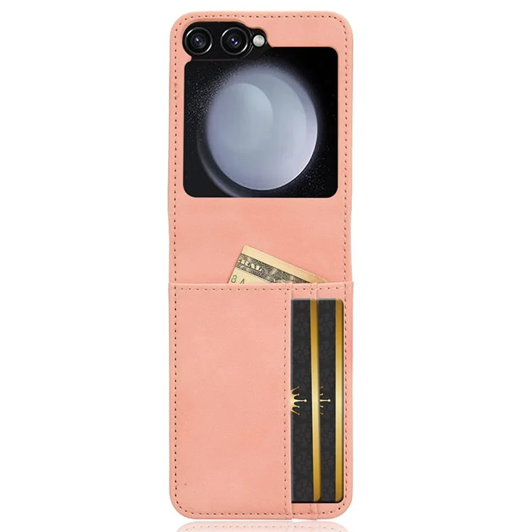 For Samsung Galaxy Z Flip6 5G PU Leather+PC Phone Case Separable Design Card Slot Skin-Touch Cover - Pink