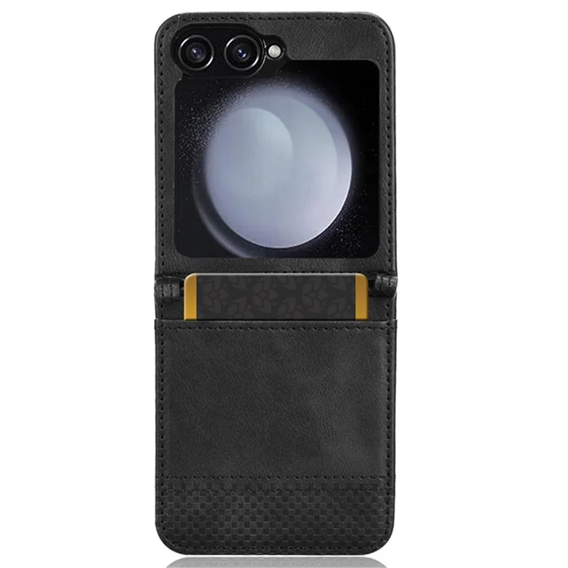Capa para Samsung Galaxy Z Flip6 5G Retro Texture One-Piece Design PU Leather+PC Phone Case Shell com Slot para Cartão - Preto