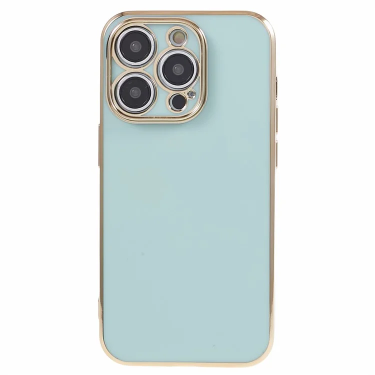 For iPhone 12 Pro Max Case Glossy TPU Phone Cover Precise Cutouts 6D Electroplating - Cyan