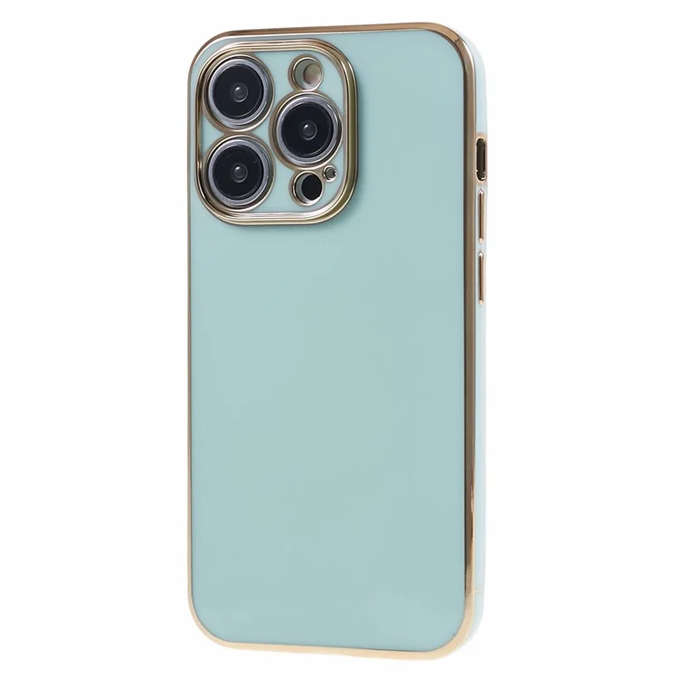 For iPhone 12 Pro Max Case Glossy TPU Phone Cover Precise Cutouts 6D Electroplating - Cyan