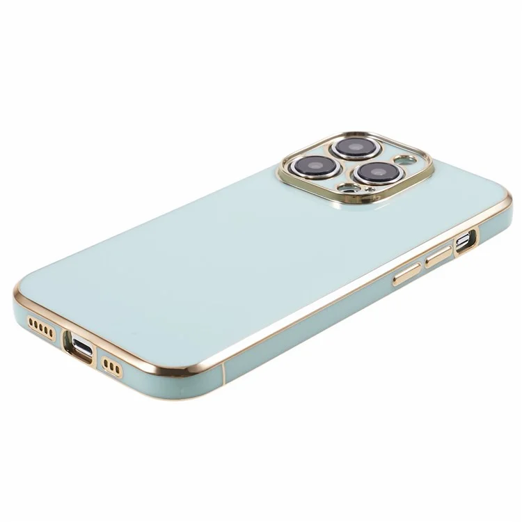 For iPhone 12 Pro Max Case Glossy TPU Phone Cover Precise Cutouts 6D Electroplating - Cyan