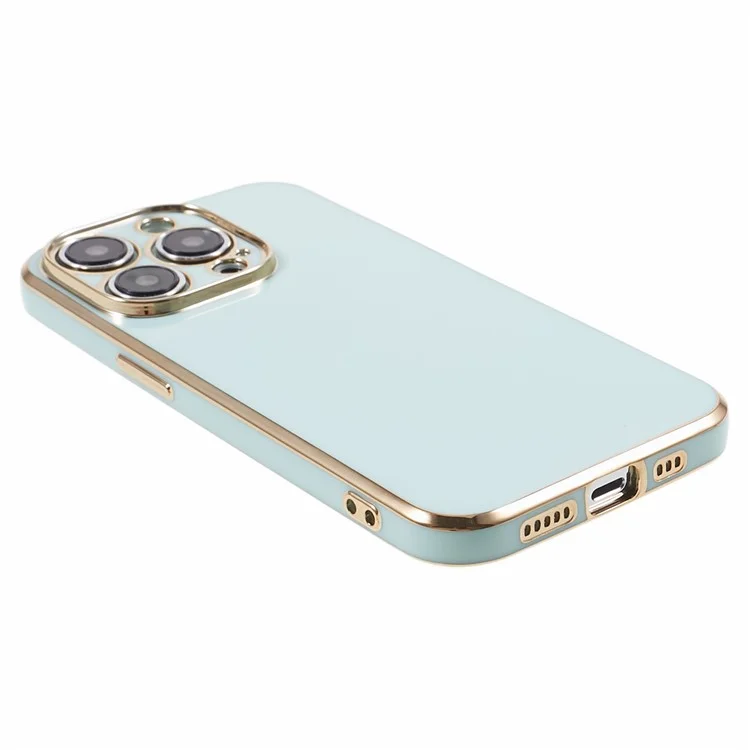 For iPhone 12 Pro Max Case Glossy TPU Phone Cover Precise Cutouts 6D Electroplating - Cyan