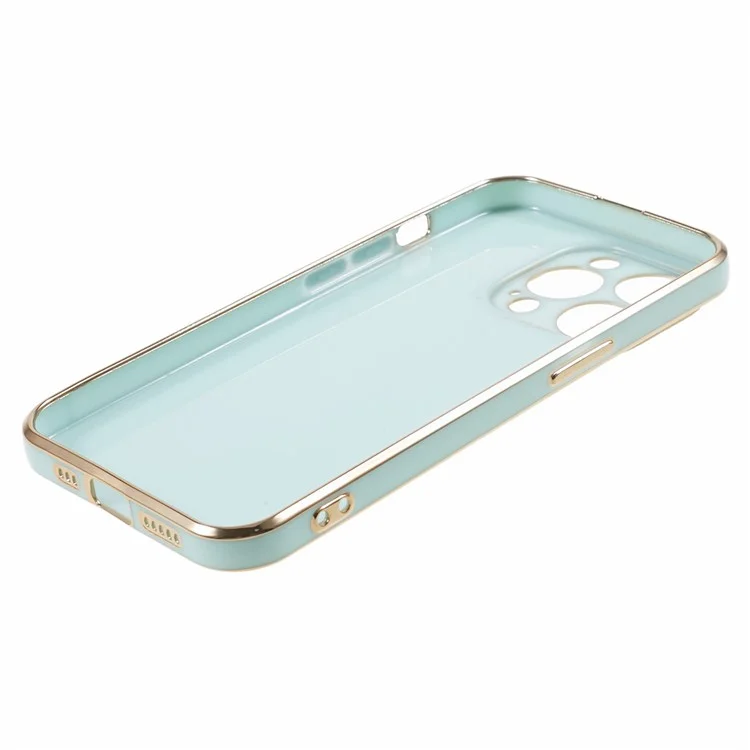 For iPhone 12 Pro Max Case Glossy TPU Phone Cover Precise Cutouts 6D Electroplating - Cyan