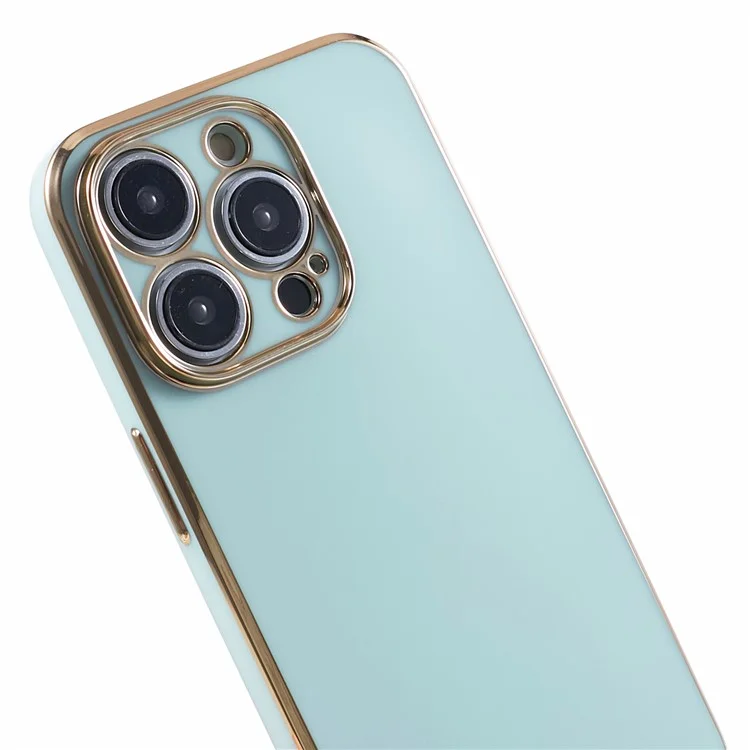 For iPhone 12 Pro Max Case Glossy TPU Phone Cover Precise Cutouts 6D Electroplating - Cyan