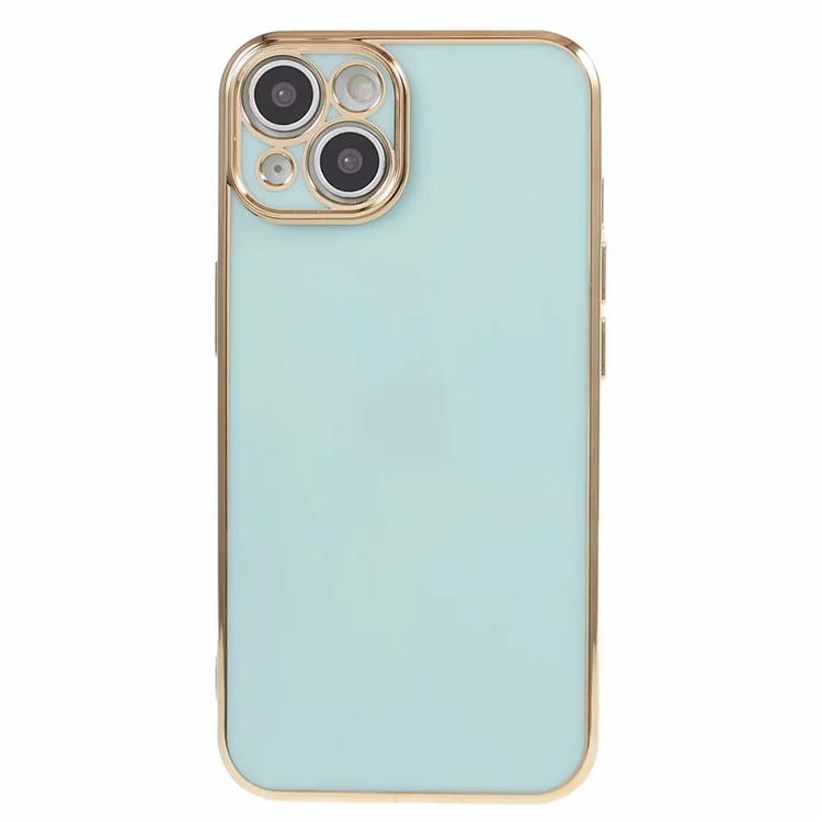For iPhone 13 Phone Case Glossy 6D Electroplating TPU Protective Cover - Cyan