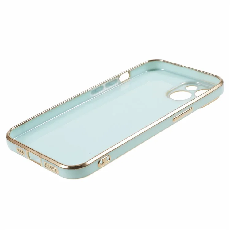 For iPhone 13 Phone Case Glossy 6D Electroplating TPU Protective Cover - Cyan