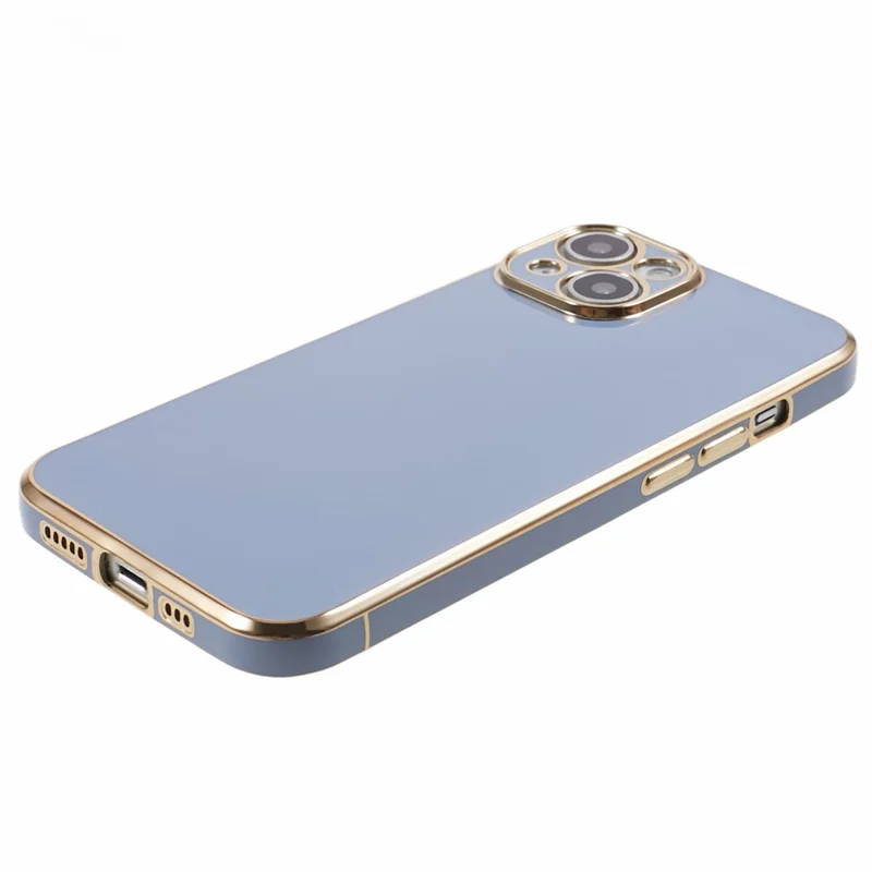 For iPhone 13 Phone Case Glossy 6D Electroplating TPU Protective Cover - Blue