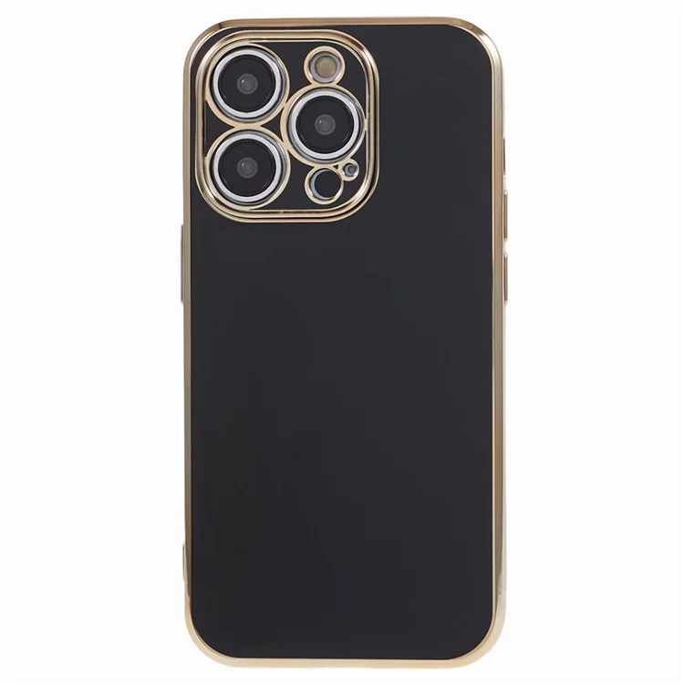 For iPhone 13 Pro Max Case Glossy 6D Electroplating TPU Protective Cover - Black