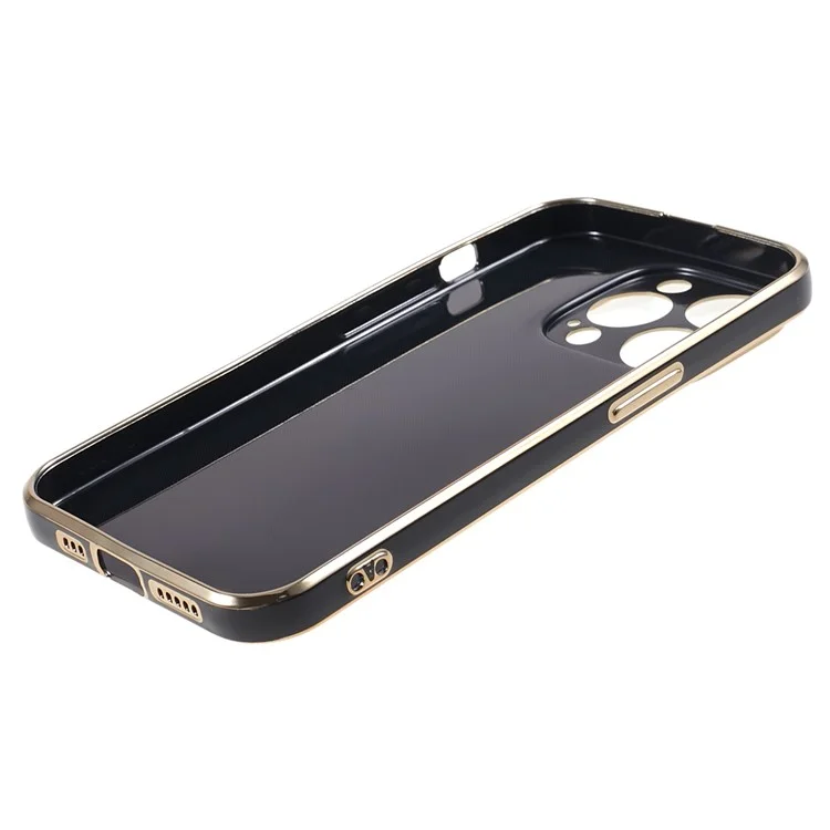 For iPhone 13 Pro Max Case Glossy 6D Electroplating TPU Protective Cover - Black