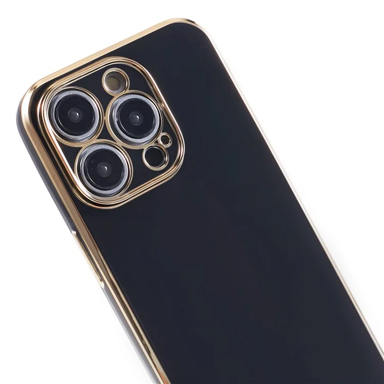 For iPhone 13 Pro Max Case Glossy 6D Electroplating TPU Protective Cover - Black