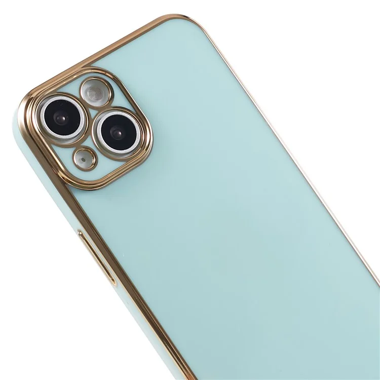 Für iPhone 14 Plus Case Glossy 6D Electroplating TPU Protective Cover - Cyan
