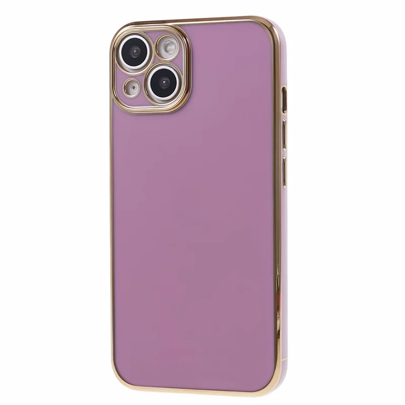 For iPhone 14 Plus Case Glossy 6D Electroplating TPU Protective Cover - Purple