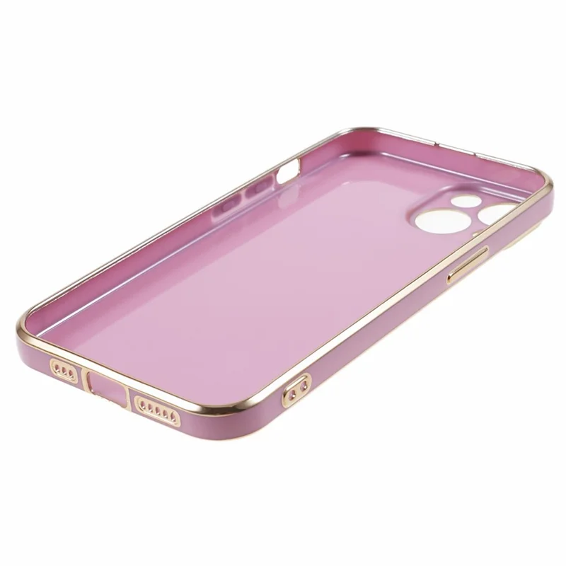 For iPhone 14 Plus Case Glossy 6D Electroplating TPU Protective Cover - Purple