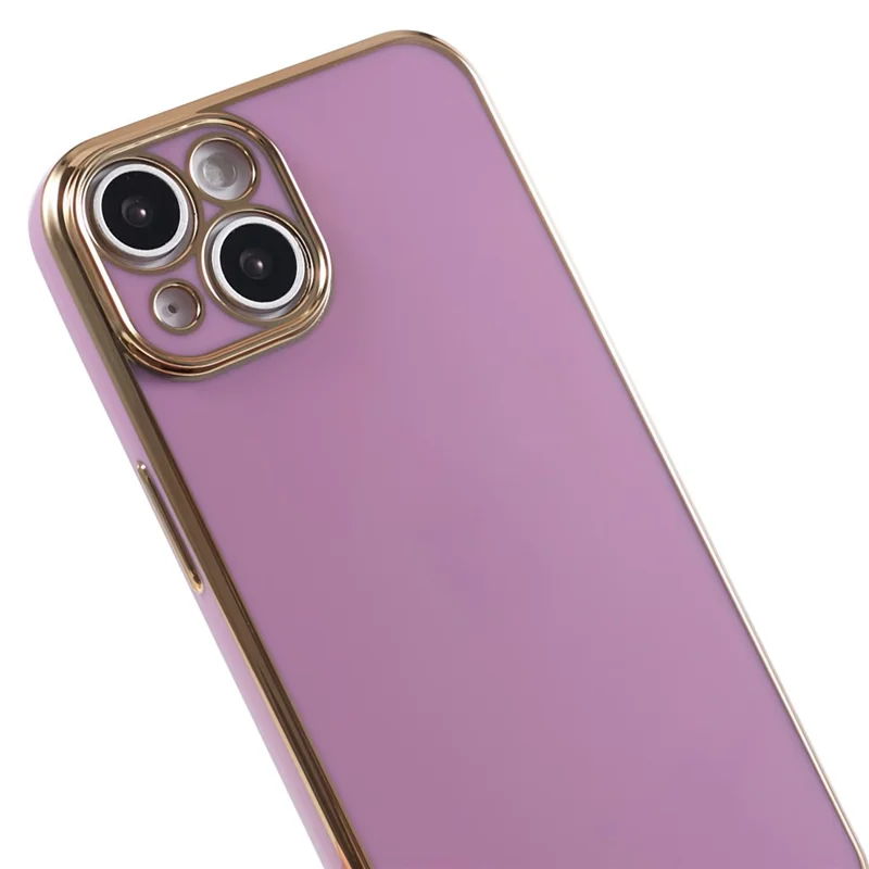 For iPhone 14 Plus Case Glossy 6D Electroplating TPU Protective Cover - Purple
