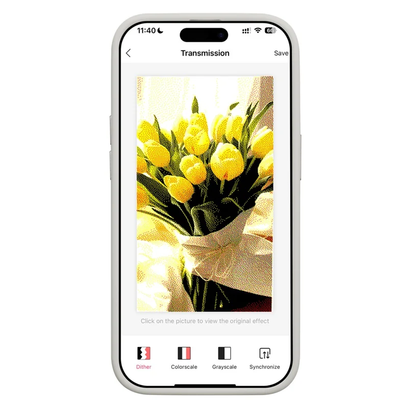Enkzone Pour Iphone 15 Pro Max E Ink Téléphone Ink Case à 4 Couleurs Affichage Pattum Personnalisé - Gris