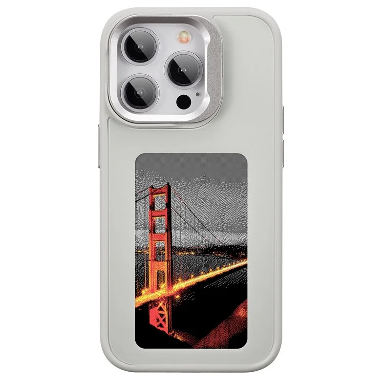 Enkzone Pour Iphone 15 Pro Max E Ink Téléphone Ink Case à 4 Couleurs Affichage Pattum Personnalisé - Gris