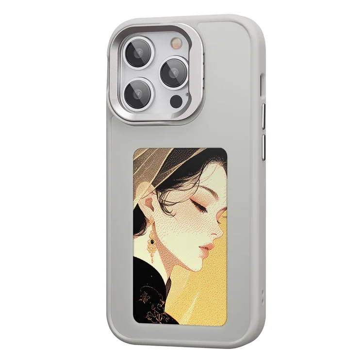 Enkzone Pour Iphone 15 Pro Max E Ink Téléphone Ink Case à 4 Couleurs Affichage Pattum Personnalisé - Gris