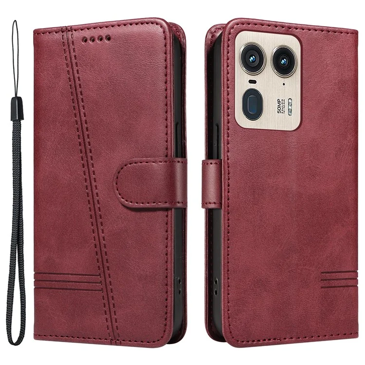 Für Motorola Edge 50 Ultra 5G / Moto X50 Ultra 5G Case Leder Stand Phone Cover - Weinrot