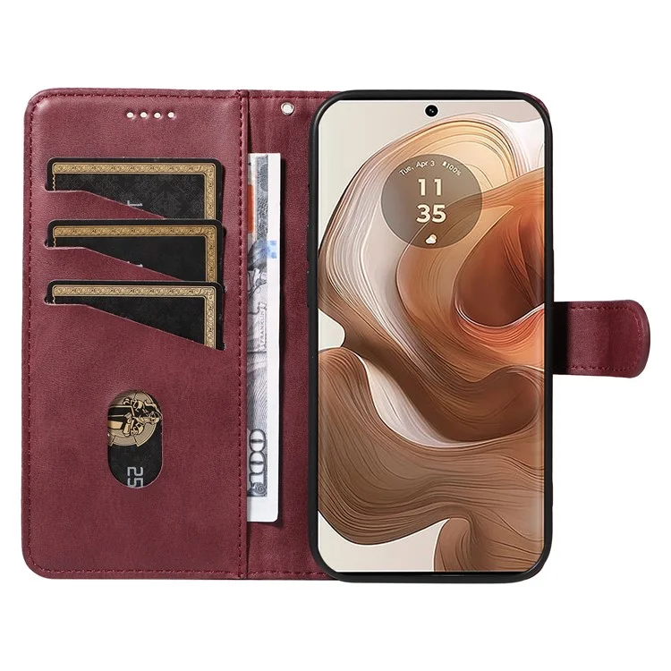Für Motorola Edge 50 Ultra 5G / Moto X50 Ultra 5G Case Leder Stand Phone Cover - Weinrot