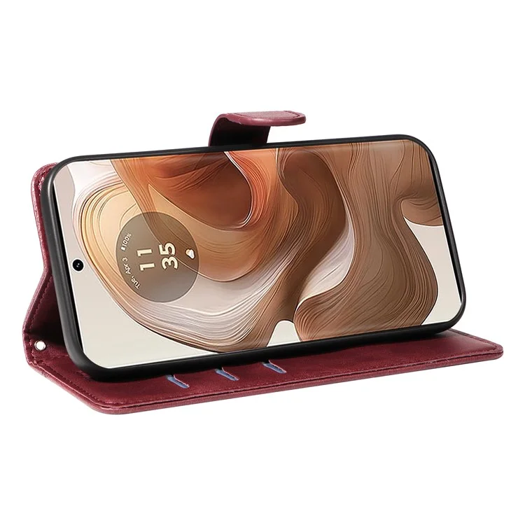 Für Motorola Edge 50 Ultra 5G / Moto X50 Ultra 5G Case Leder Stand Phone Cover - Weinrot