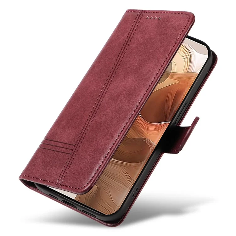 Für Motorola Edge 50 Ultra 5G / Moto X50 Ultra 5G Case Leder Stand Phone Cover - Weinrot