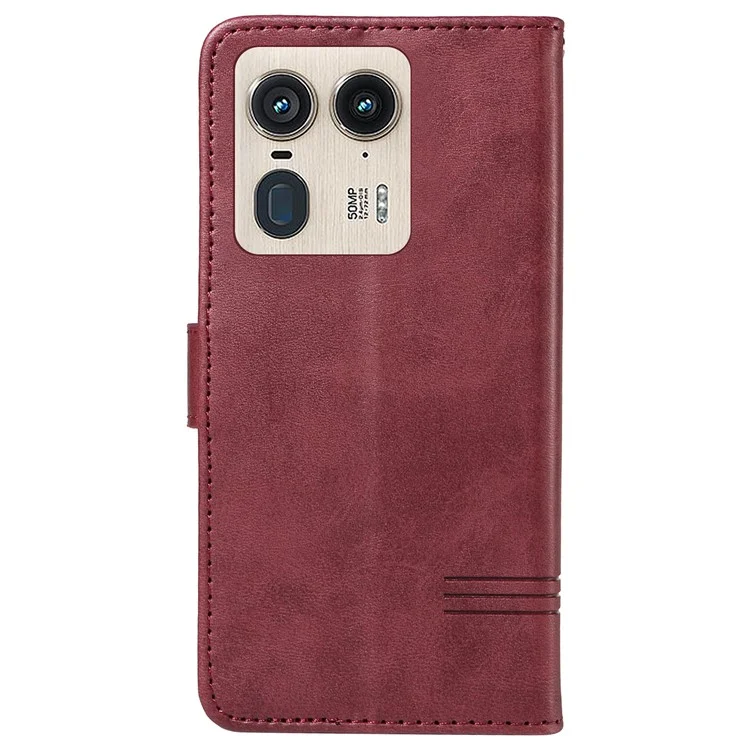 Für Motorola Edge 50 Ultra 5G / Moto X50 Ultra 5G Case Leder Stand Phone Cover - Weinrot