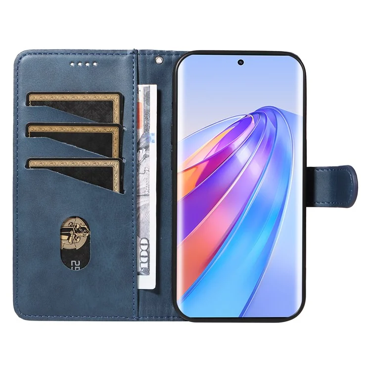 Para Honor X40 5G / X9a 5G / Magic5 Lite 5G Funda con Líneas en Forma de T Carcasa de Cuero PU Soporte para Teléfono - Azul